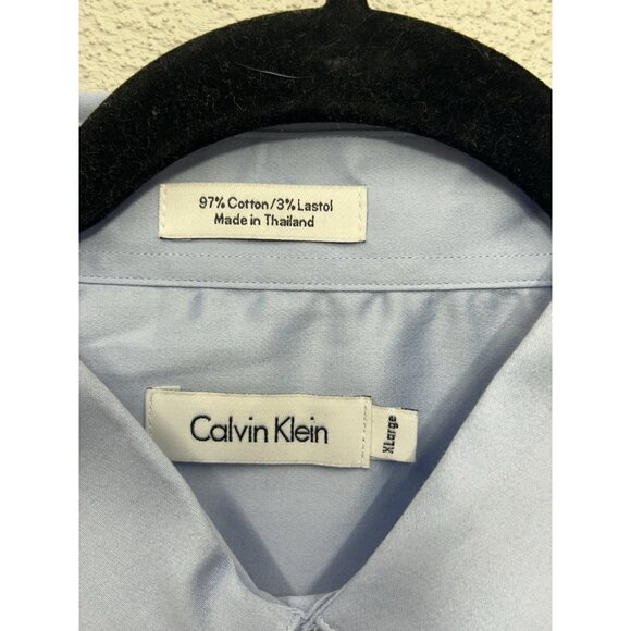 Calvin Klein Men’s Button Up Dress Shirt Size XL Blue Office Business Formal - Picture 6 of 7